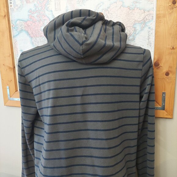 Men's BELOWZERO Switzerland Hooded Striped Sweatshirt Leather Accents Size XL - Picture 4 of 13